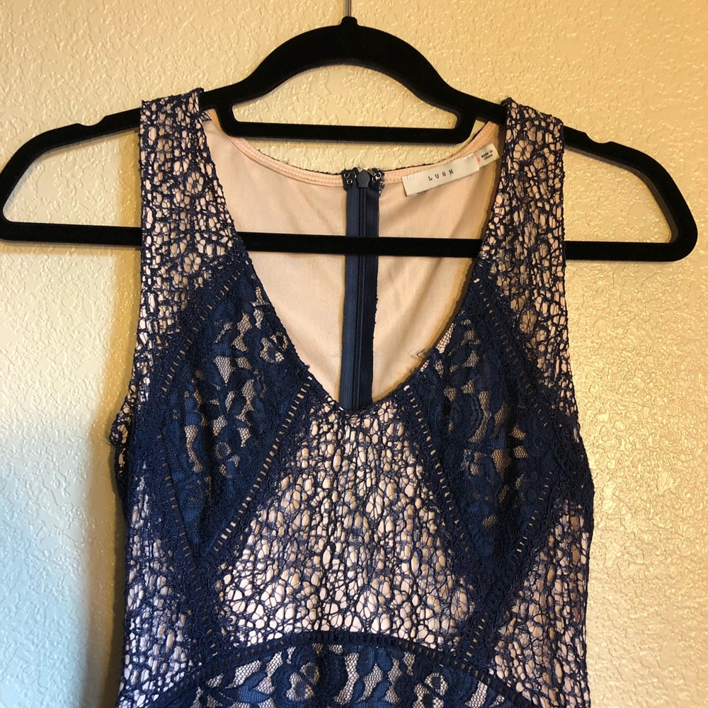 LUSH Blue Lace Body Con Dress